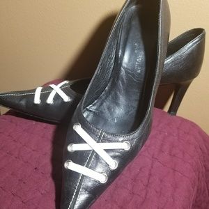 Charles and David black kitten heel